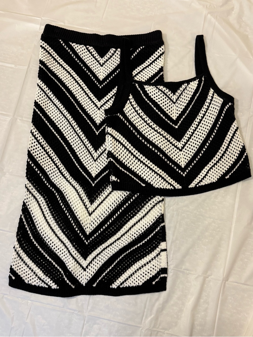Black & White Knit Two-Piece Set